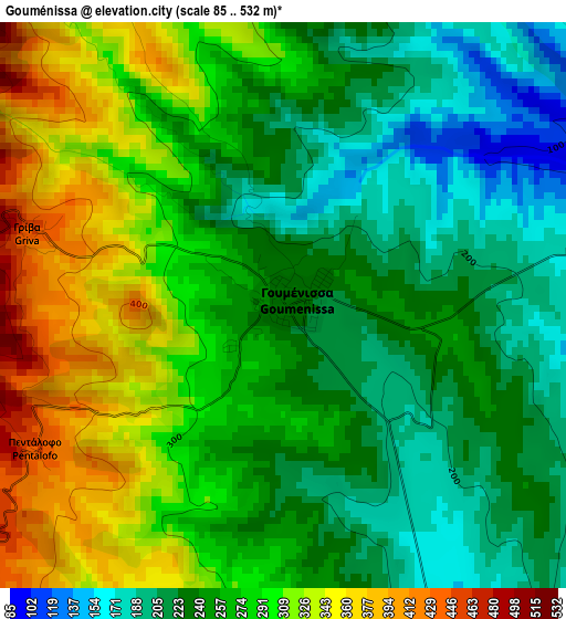 Gouménissa elevation map