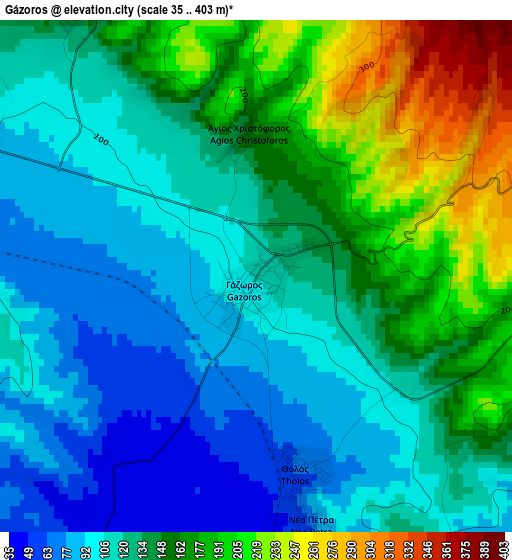 Gázoros elevation map