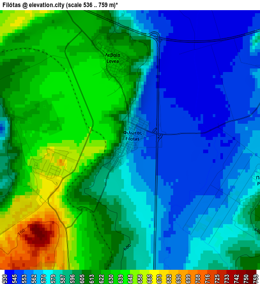 Filótas elevation map