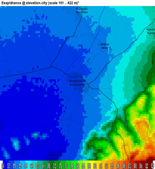 Exaplátanos elevation map