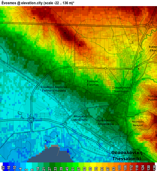 Évosmos elevation map