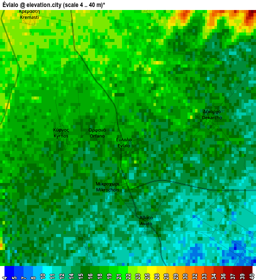 Évlalo elevation map