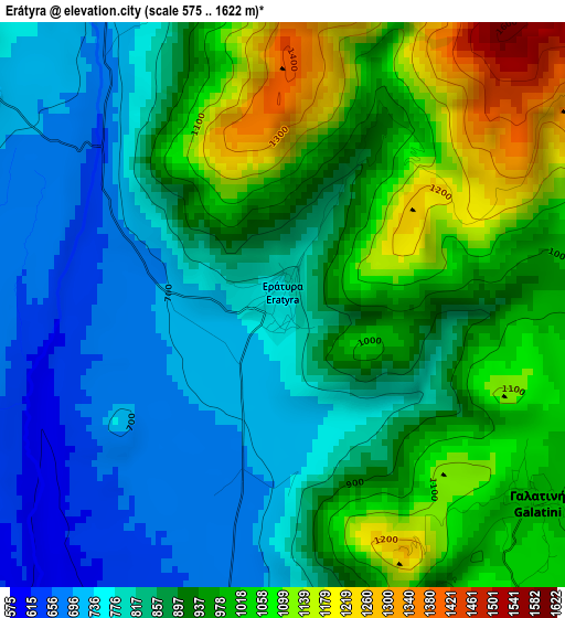 Erátyra elevation map