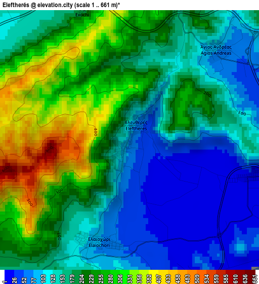 Eleftherés elevation map