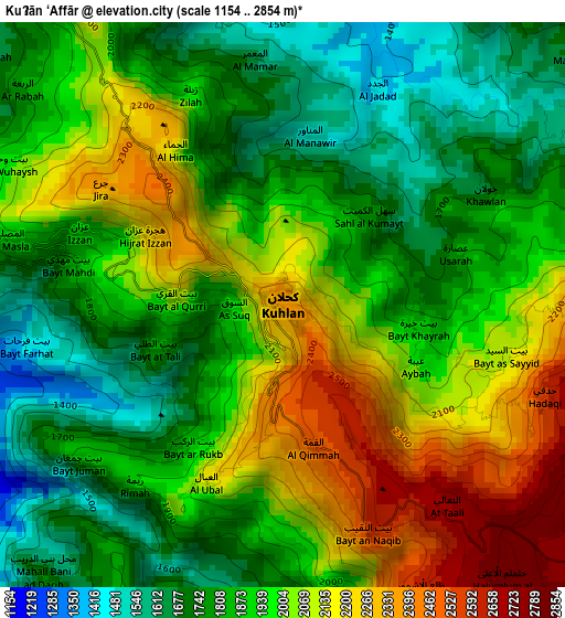 Kuḩlān ‘Affār elevation map