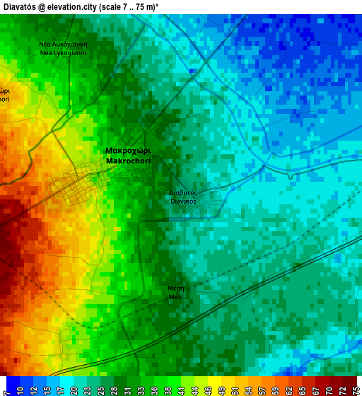 Diavatós elevation map