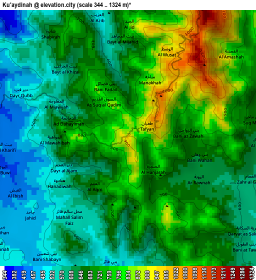 Ku‘aydinah elevation map