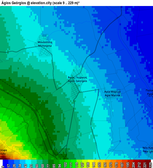 Ágios Geórgios elevation map