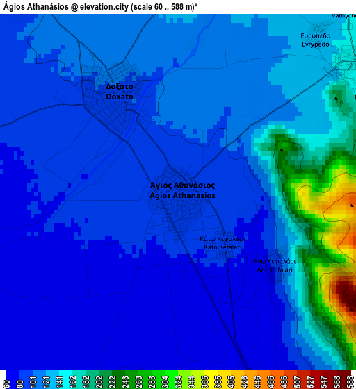 Ágios Athanásios elevation map