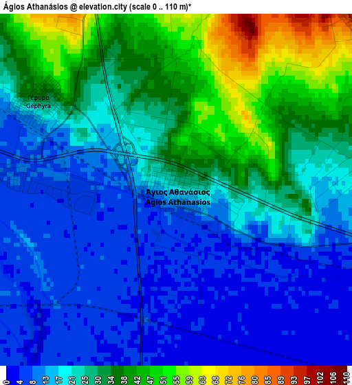 Ágios Athanásios elevation map