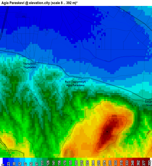 Agía Paraskeví elevation map