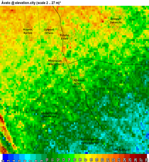 Ávato elevation map