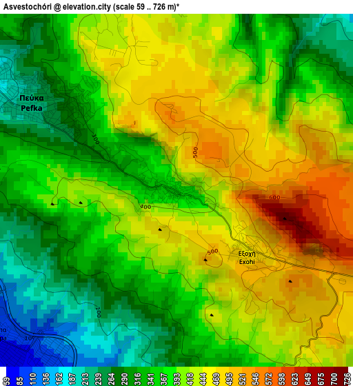 Asvestochóri elevation map