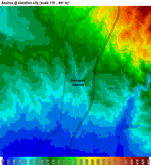 Ássiros elevation map