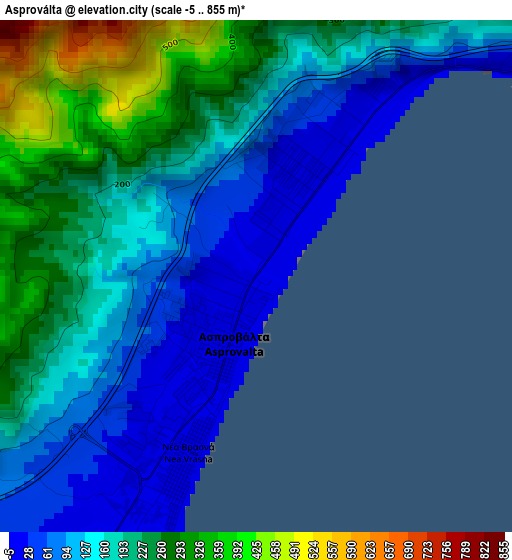 Asproválta elevation map