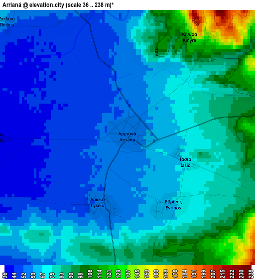 Arrianá elevation map