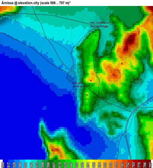 Árnissa elevation map