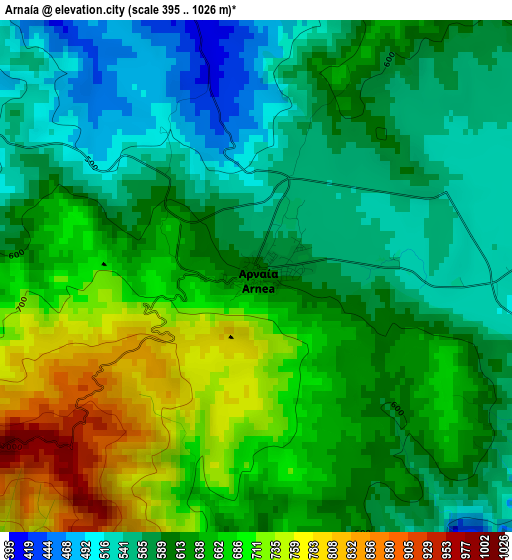 Arnaía elevation map