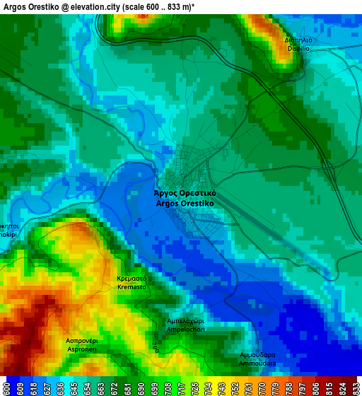 Argos Orestiko elevation map