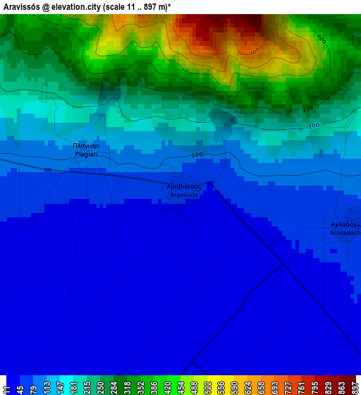 Aravissós elevation map