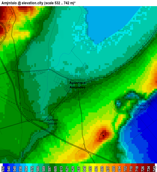 Amýntaio elevation map