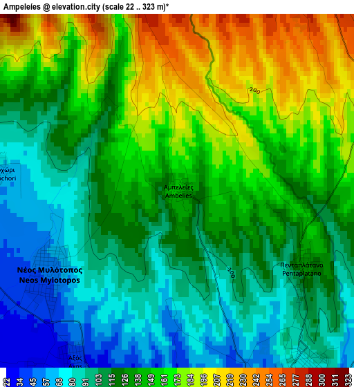 Ampeleíes elevation map