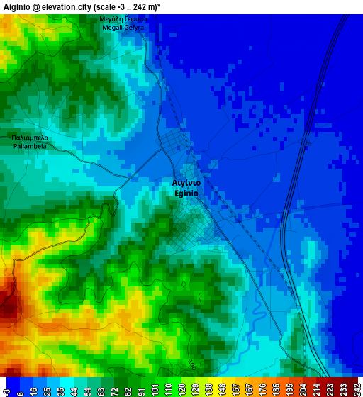 Aigínio elevation map