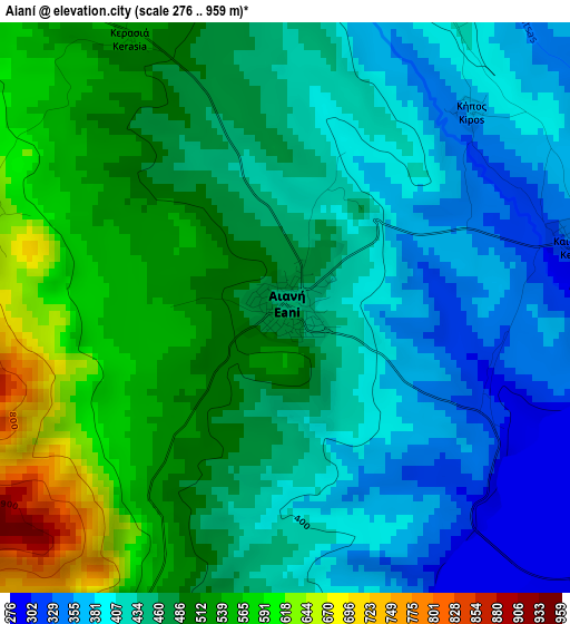 Aianí elevation map
