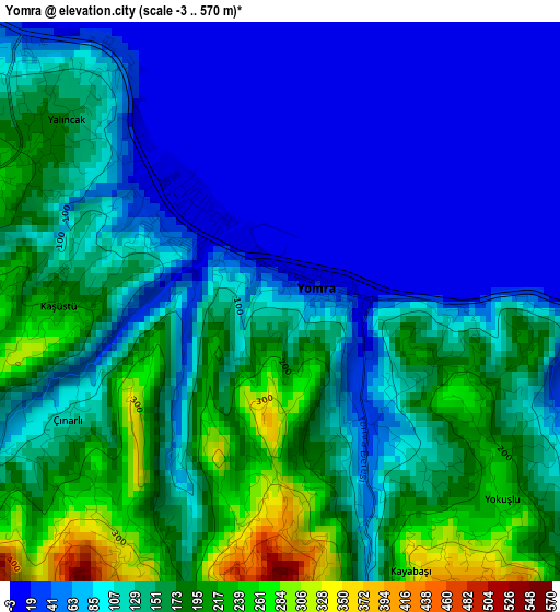 Yomra elevation map