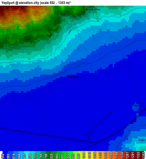 Yeşilyurt elevation map