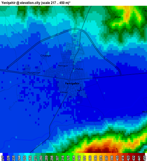 Yenişehir elevation map