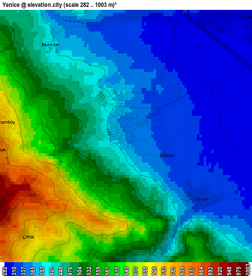 Yenice elevation map