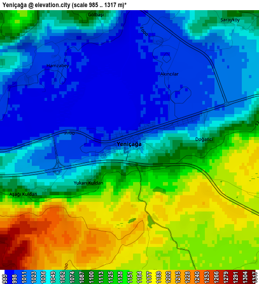 Yeniçağa elevation map