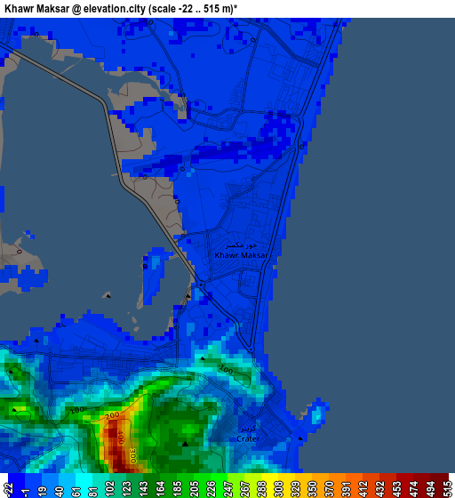 Khawr Maksar elevation map