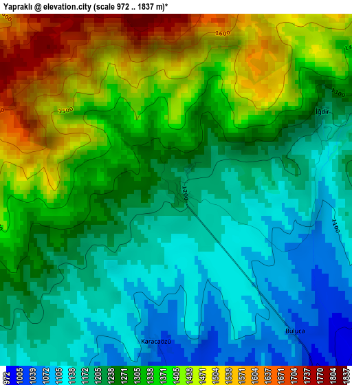 Yapraklı elevation map