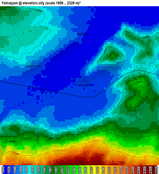 Yalnızçam elevation map