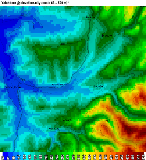 Yalakdere elevation map