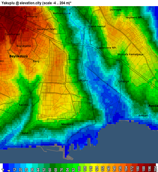 Yakuplu elevation map