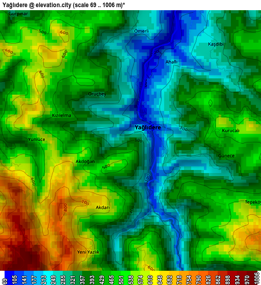 Yağlıdere elevation map