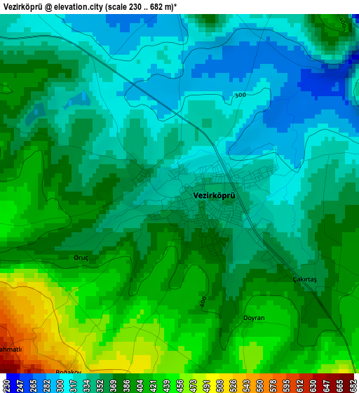 Vezirköprü elevation map