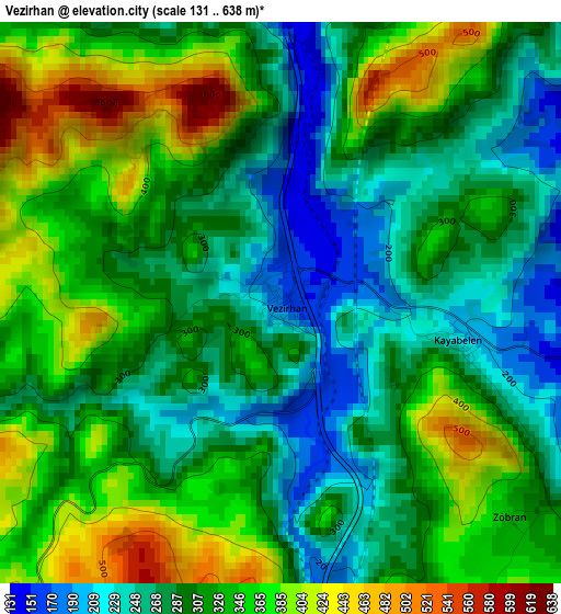 Vezirhan elevation map