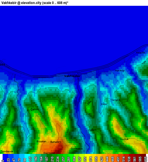 Vakfıkebir elevation map