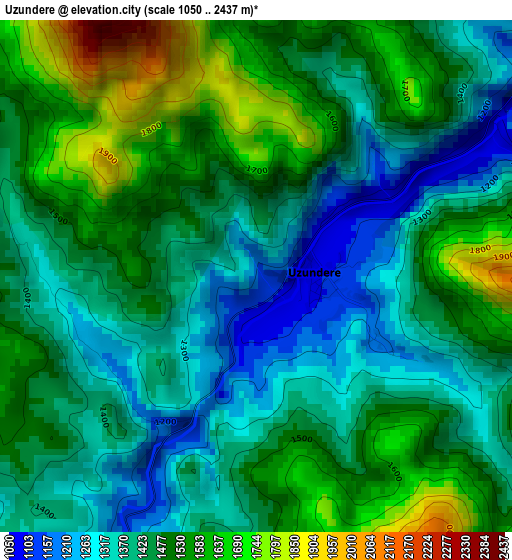 Uzundere elevation map