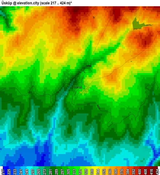 Üsküp elevation map