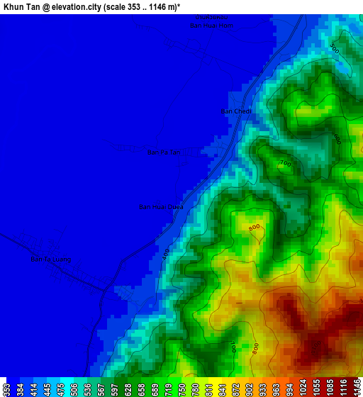 Khun Tan elevation map