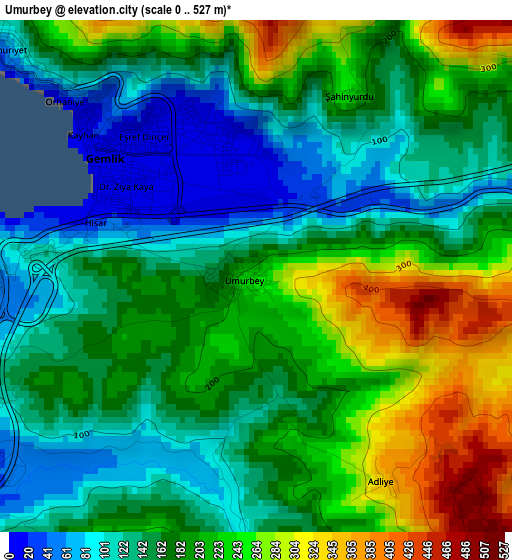 Umurbey elevation map