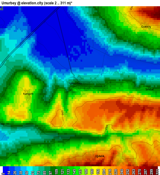 Umurbey elevation map