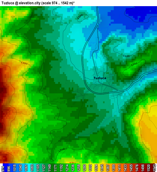 Tuzluca elevation map