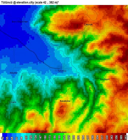 Tütüncü elevation map