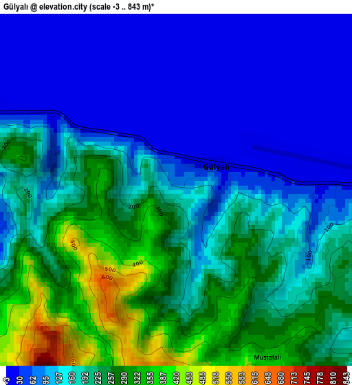 Gülyalı elevation map